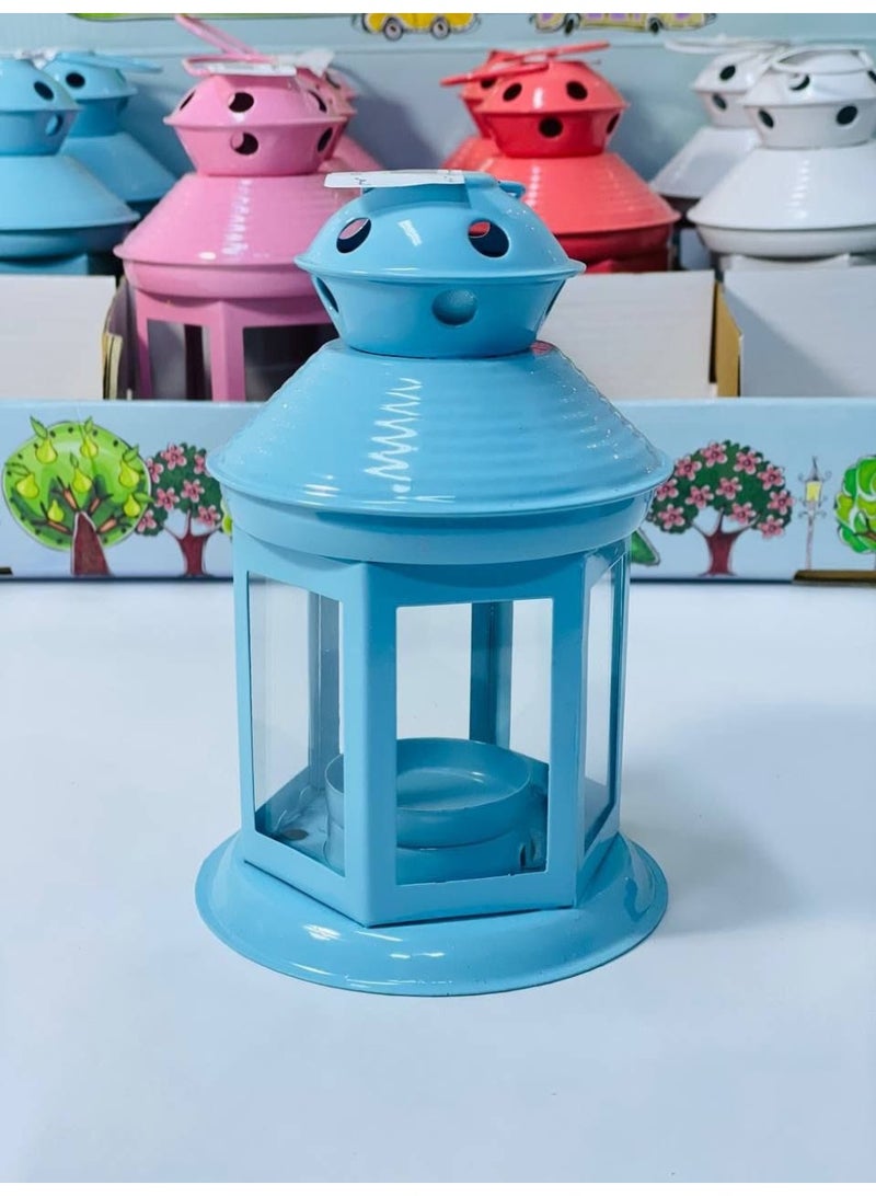 Metal Ramadan lantern. The lantern is made of metal and glass and has a place for a candle. The lantern comes in different colors. Size: 15 cm - Image 4
